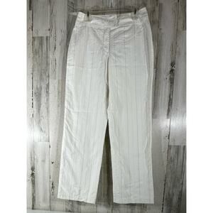 Chicos Trousers Size 1.5‎ (30x32) Cream Gray Stripe Flat Front High Rise READ